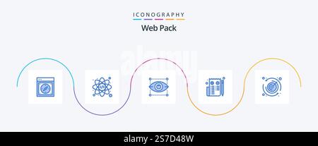 Web Pack Blue 5 Icon Pack Including time. web. creativity. page. browser Stock Vector
