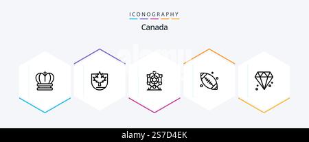 Canada 25 Line icon pack including canada. canada ball. ferris. base ball. canada Stock Vector