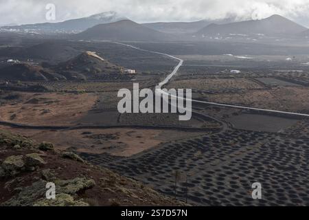 Lanzarote Landscape Road Stock Photo