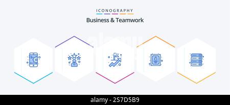 Business And Teamwork 25 Blue icon pack including server. device. business. data. employee Stock Vector