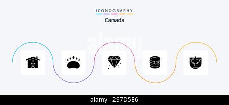 Canada Glyph 5 Icon Pack Including canada. security. diamond. canada. wedding Stock Vector