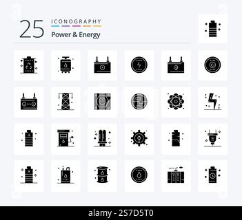 Power And Energy 25 Solid Glyph icon pack including seo. messenger. power. energy. energy Stock Vector