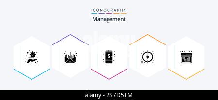Management 25 Glyph icon pack including management. business. management. board. management Stock Vector