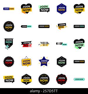 Join Now 25 High quality Typographic Elements to drive sign ups Stock Vector