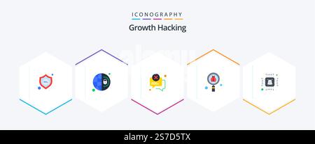 Hacking 25 Flat icon pack including error. chip. chat. virus. scan Stock Vector