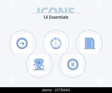 Ui Essentials Blue Icon Pack 5 Icon Design. delete. cancel. menu. right. direction Stock Vector