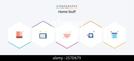 Home Stuff 25 Flat icon pack including kitchen. weight scale. bowl. weight. cooking Stock Vector