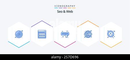 Seo and Web 25 Blue icon pack including . . seo. user. web Stock Vector