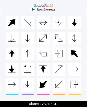 Creative Symbols & Arrows 25 Glyph Solid Black icon pack  Such As scale. arrow. collapse. scale. arrow Stock Vector