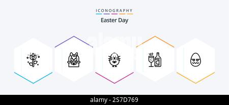 Easter 25 Line icon pack including decoration. ddrink. chicken. easter. glass Stock Vector