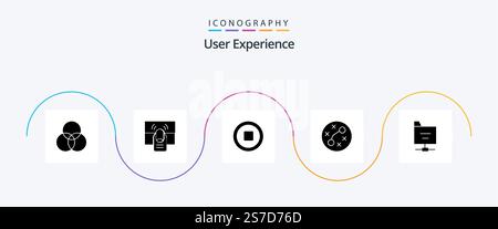 User Experience Glyph 5 Icon Pack Including germs . hand . stop. media Stock Vector