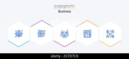 Business 25 Blue icon pack including . people. budget planning. modern. workflow Stock Vector