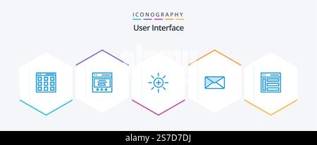 User Interface 25 Blue icon pack including interface. email. user. mail. ui Stock Vector