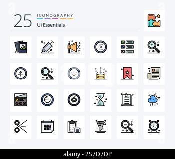 Ui Essentials 25 Line Filled icon pack including interface. arrow. picker. shout. optimization Stock Vector