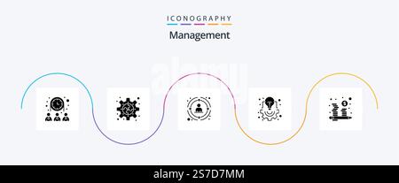 Management Glyph 5 Icon Pack Including light. creative. puzzle. bulb. people Stock Vector
