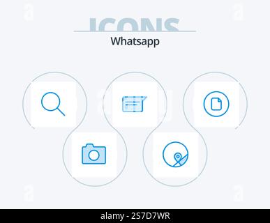 Whatsapp Blue Icon Pack 5 Icon Design. file. ui. search. chatting. chat Stock Vector