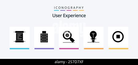 User Experience Glyph 5 Icon Pack Including . electric . bulb . setting. Creative Icons Design Stock Vector