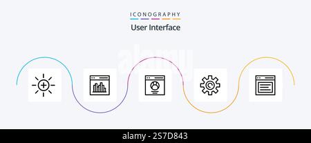 User Interface Line 5 Icon Pack Including user. interface. user. gear. user Stock Vector