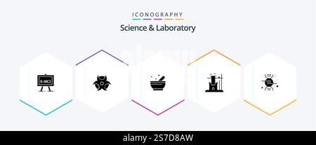 Science 25 Glyph icon pack including . science. soup. research. space Stock Vector