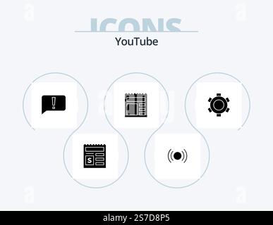 Youtube Glyph Icon Pack 5 Icon Design. basic. ui. ux. basic. ui Stock Vector