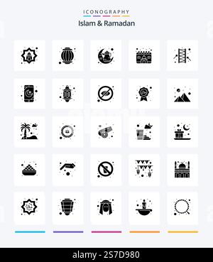 Creative Islam And Ramadan 25 Glyph Solid Black icon pack  Such As bedug. muslim. kettle. islam. traditional Stock Vector