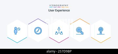 User Experience 25 Blue icon pack including programming. coding. network. code. plus Stock Vector
