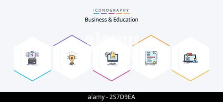 Business And Education 25 FilledLine icon pack including business. contract. win. cart. ecommerce Stock Vector