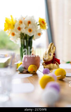 Daffodils on the Easter table 2 Stock Photo