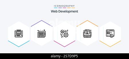 Web Development 25 Line icon pack including web. speed. web. development. program Stock Vector