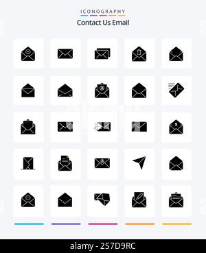 Creative Email 25 Glyph Solid Black icon pack  Such As message. email. sms. delete. mail Stock Vector