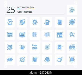 User Interface 25 Blue Color icon pack including gear. finance. streamline. receipt. bill Stock Vector