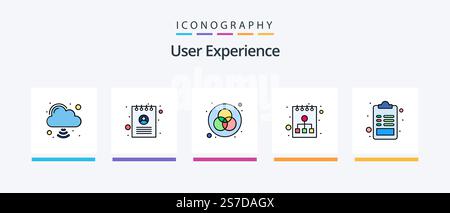 User Experience Line Filled 5 Icon Pack Including . user. color. presentation. startup. Creative Icons Design Stock Vector
