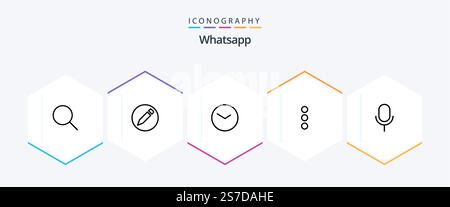 Whatsapp 25 Line icon pack including ui. microphone. watch. mic. phone Stock Vector