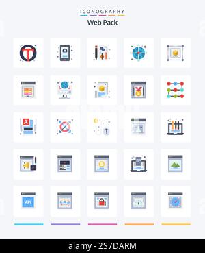 Creative Web Pack 25 Flat icon pack  Such As web. globe. user. arrow. page Stock Vector