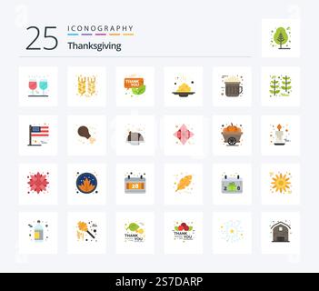 Thanksgiving 25 Flat Color icon pack including thanks day. food. email. cafe. thanksgiving Stock Vector