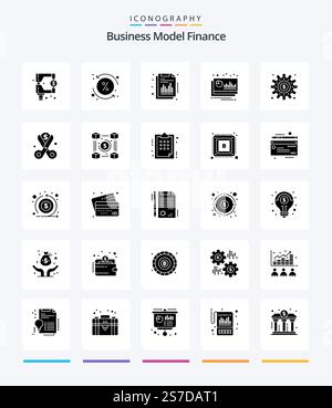 Creative Finance 25 Glyph Solid Black icon pack  Such As cogs. financier. annual. financial. accounting Stock Vector