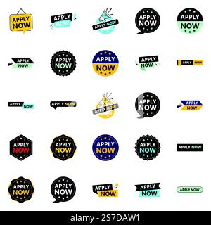 Promote Your Opportunities in Style with Our Pack of 25 Apply Now Banners Stock Vector