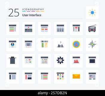 User Interface 25 Flat Color icon pack including left. communication. interface. interface. hero Stock Vector