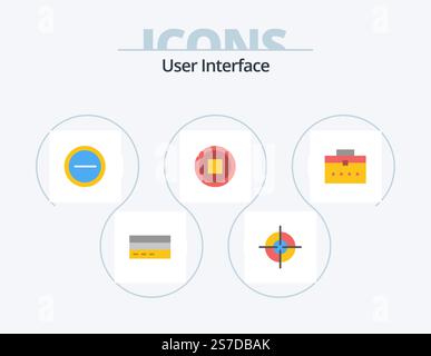 User Interface Flat Icon Pack 5 Icon Design. user. bag. interface. user. basic Stock Vector