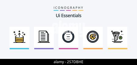 Ui Essentials Line Filled 5 Icon Pack Including close. cancel. design. remove. delete. Creative Icons Design Stock Vector