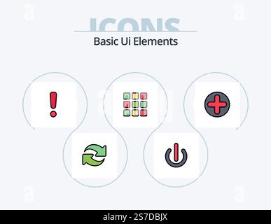 Basic Ui Elements Line Filled Icon Pack 5 Icon Design. control. back. off. sign. chating Stock Vector