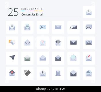 Email 25 Flat Color icon pack including add. message. mail. mail. message Stock Vector