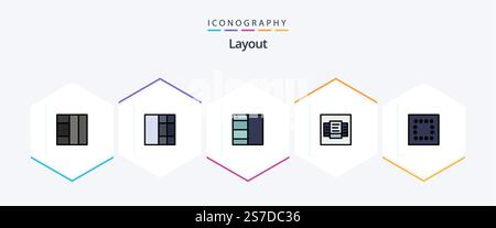 Layout 25 FilledLine icon pack including . minimize. Stock Vector