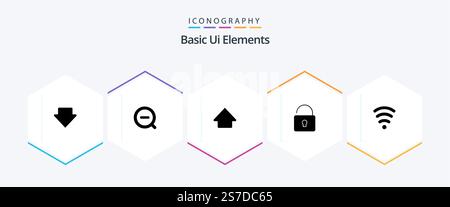 Basic Ui Elements 25 Glyph icon pack including . signal. up. servics. security Stock Vector