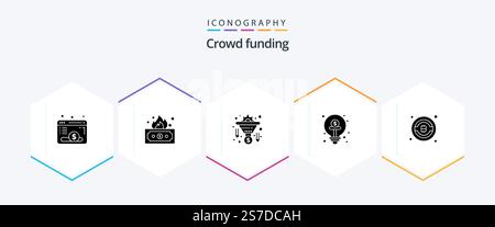 Crowdfunding 25 Glyph icon pack including bitcoin. funding. conversion. finance. business Stock Vector