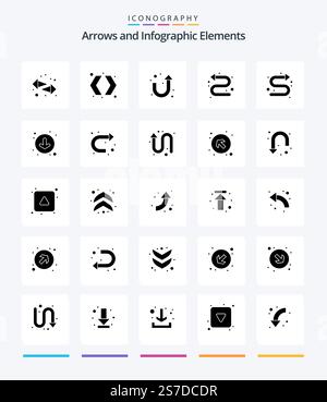 Creative Arrow 25 Glyph Solid Black icon pack  Such As right. sign. directional. arrow. circle Stock Vector