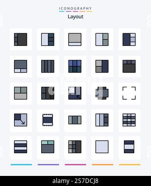 Creative Layout 25 Line FIlled icon pack  Such As full screen. grid. full screen. maximize. view Stock Vector