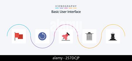 Basic Flat 5 Icon Pack Including . basic. chess Stock Vector