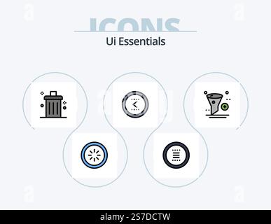 Ui Essentials Line Filled Icon Pack 5 Icon Design. interface. creative. ui. previous. interface Stock Vector
