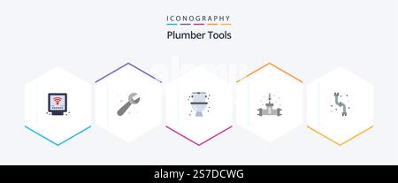 Plumber 25 Flat icon pack including . plumbing. pipe. plumber. mechanical Stock Vector